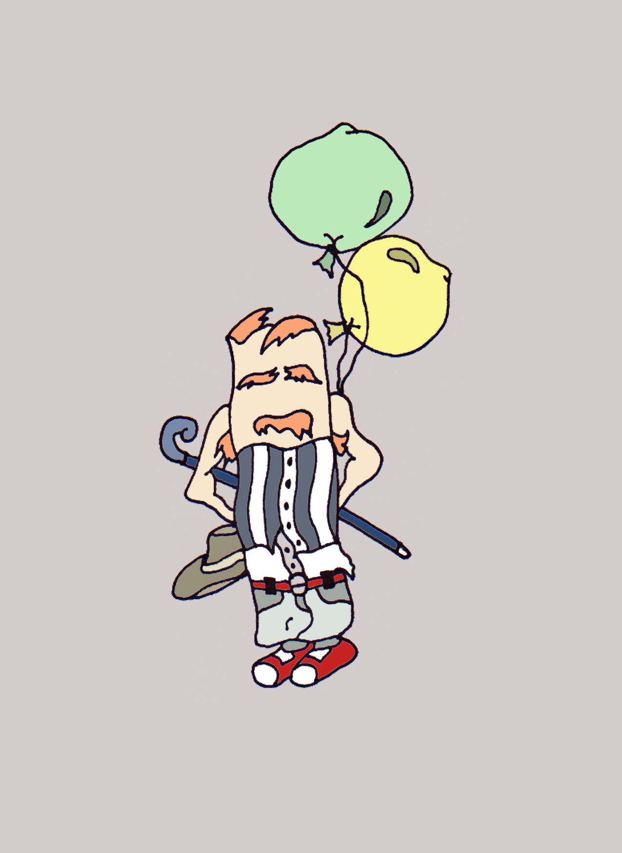 BALOON MAN. Print. Open edition. Illustration. (Ref.Og. SOR051V01. First Drawings. Pen-on-paper)