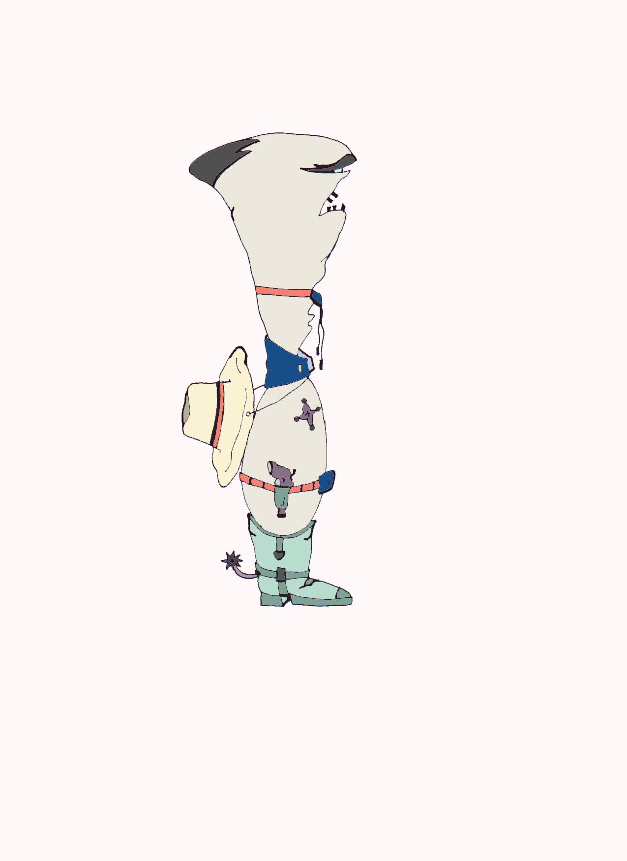 PIN SHERIF. Offene Ausgabe. Illustration. (Ref.Og. SOR115V01. Erste Zeichnungen. Stift auf Papier)