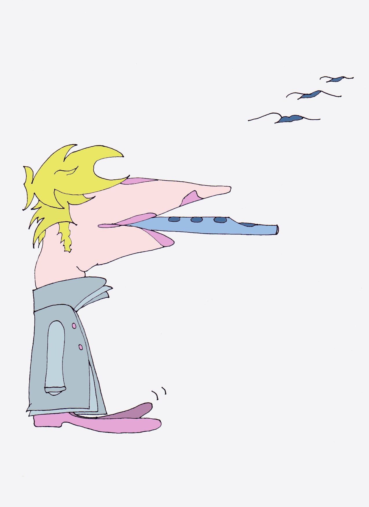 SIFFLEMENT DE LOUP. Édition ouverte. Illustration. (Réf.Og. SOR144V01. Premiers dessins. Stylo sur papier)