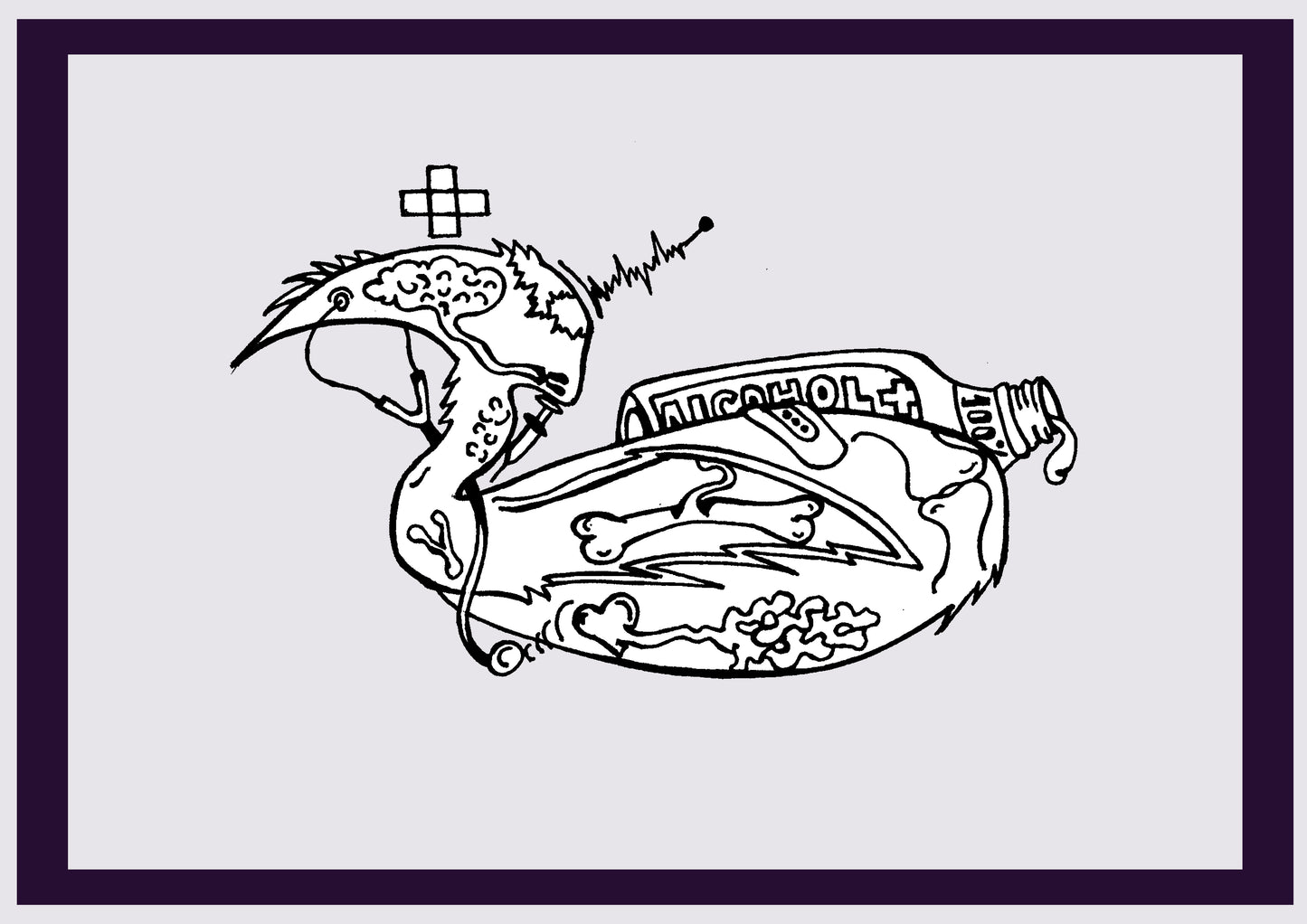 MED-VOGEL. Drucken. Offene Ausgabe. Erste Zeichnungen des Künstlers. Digital verkleinert. (Ref.Og. SOR150V01. Erste Zeichnungen. Stift auf Papier)