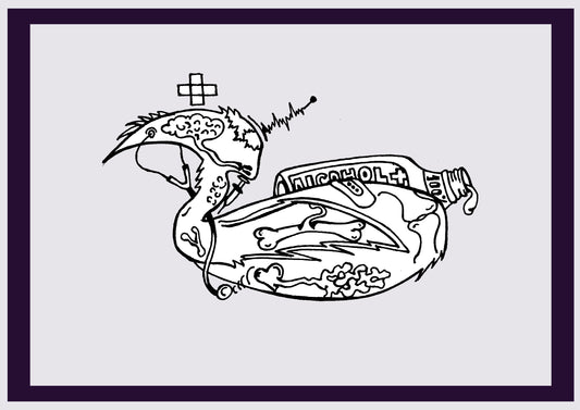 OISEAU MÉD. Imprimer. Édition ouverte. Premiers dessins de l'artiste. Redimensionné numériquement. (Réf.Og. SOR150V01. Premiers dessins. Stylo sur papier)