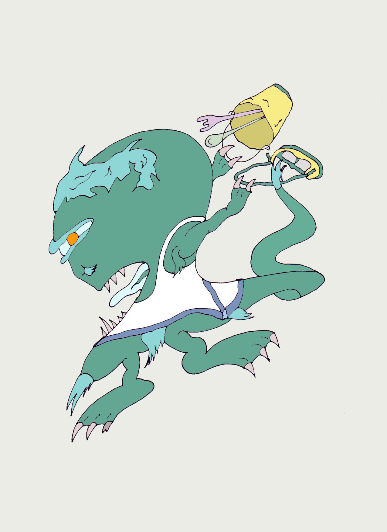 BEACHOSAURUS. Imprimer. Édition ouverte. Illustration. (Réf.Og. SOR060V01. Premiers dessins. Stylo sur papier)