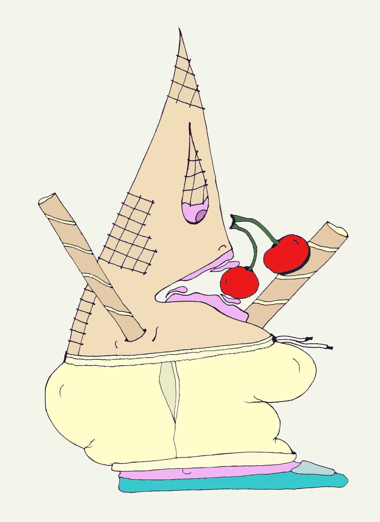 CREME EIS. Drucken. Offene Ausgabe. Illustration. (Ref.Og. SOR074V01. Erste Zeichnungen. Stift auf Papier)