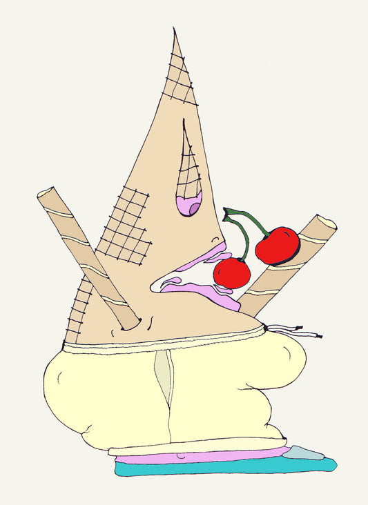 CRÈME GLACÉE. Imprimer. Édition ouverte. Illustration. (Réf.Og. SOR074V01. Premiers dessins. Stylo sur papier)