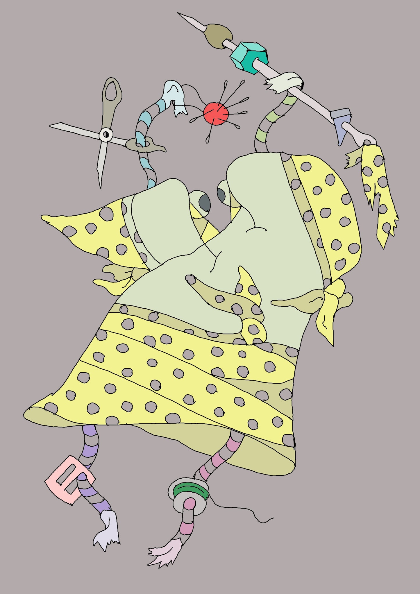 STOFFGEIST. Drucken. Offene Ausgabe. Illustration. (Ref.Og. SOR082V01. Erste Zeichnungen. Stift auf Papier)