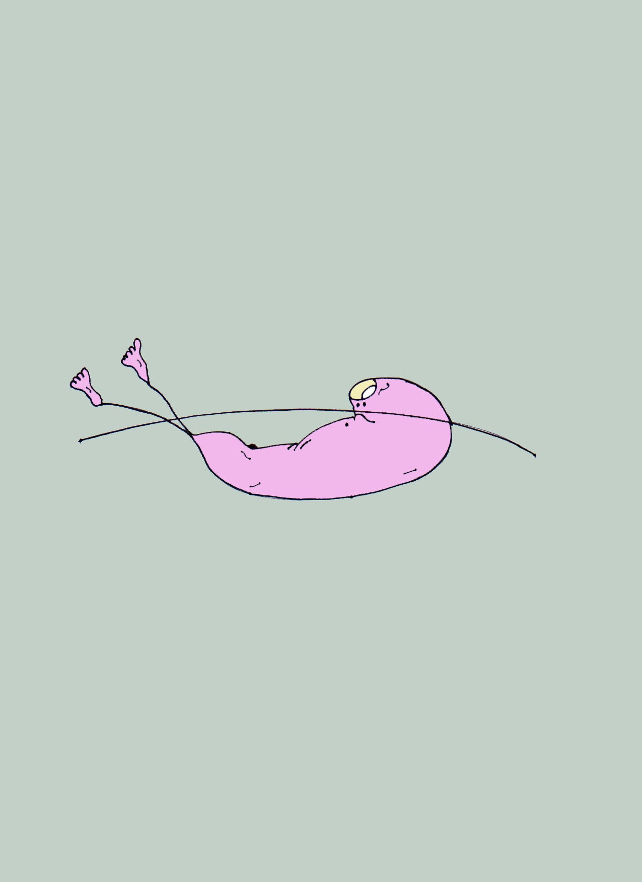 SCHWIMMENDER MANN. Drucken. Offene Ausgabe. Illustration. (Ref.Og. SOR084V01. Erste Zeichnungen. Stift auf Papier)