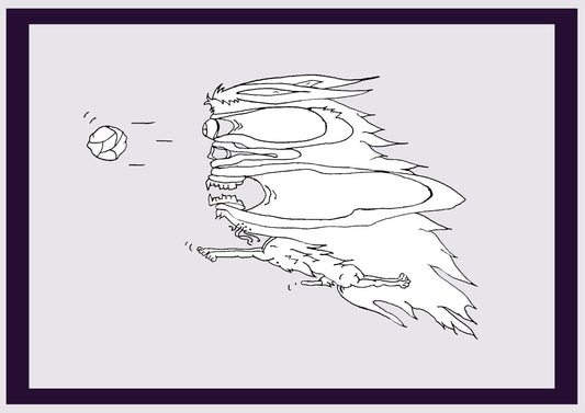 BALLHUND. Drucken. Offene Ausgabe. Erste Zeichnungen des Künstlers. Digital verkleinert. (Ref.Og. SOR058V01. Erste Zeichnungen. Stift auf Papier)