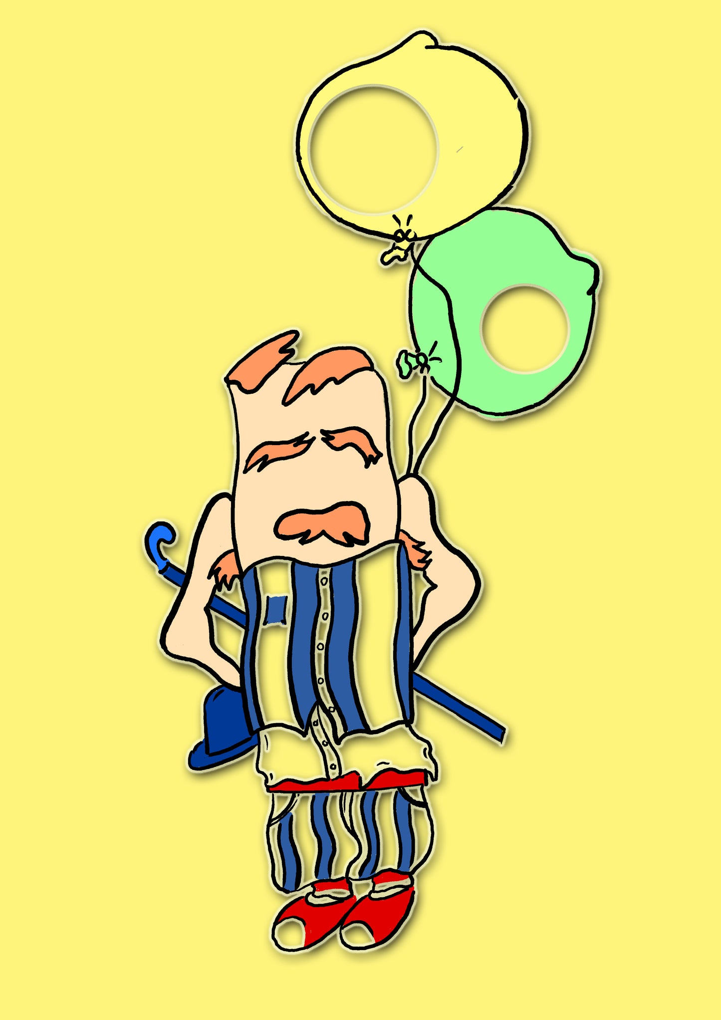 BALLONMANN. Drucken. Offene Ausgabe. Digital remastert. Digital verkleinert. (Ref.Og. SOR049V01. Erste Zeichnungen. Stift auf Papier)