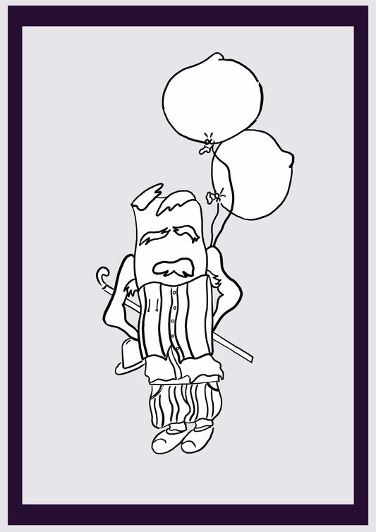 BALLONMANN. Drucken. Offene Ausgabe. Erste Zeichnungen des Künstlers. Digital verkleinert. (Ref.Og. SOR051V01. Erste Zeichnungen. Stift auf Papier)