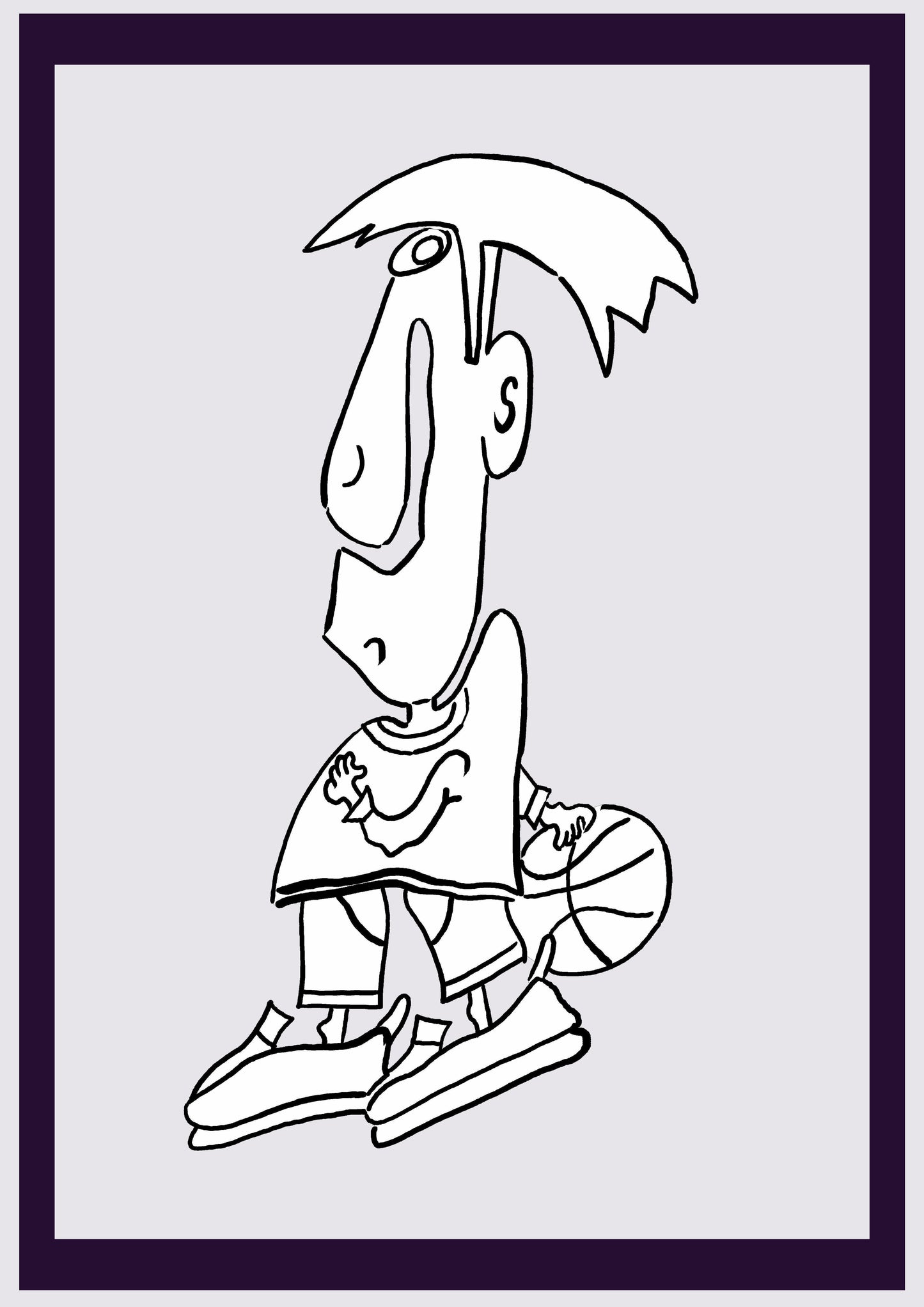 BASKETBALLJUNGE. Drucken. Offene Ausgabe. Erste Zeichnungen des Künstlers. Digital verkleinert. (Ref.Og. SOR052V01. Erste Zeichnungen. Stift auf Papier)