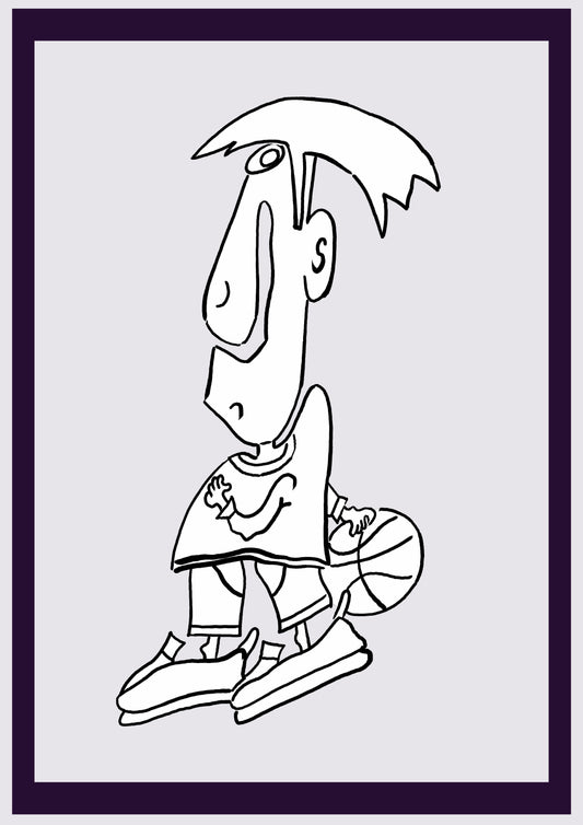 BASKETBALLJUNGE. Drucken. Offene Ausgabe. Erste Zeichnungen des Künstlers. Digital verkleinert. (Ref.Og. SOR052V01. Erste Zeichnungen. Stift auf Papier)