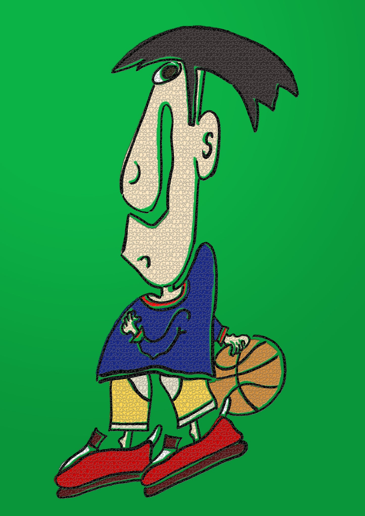 BASKETBALLJUNGE. Drucken. Offene Ausgabe. Digital remastert. (Ref.Og. SOR050V01. Erste Zeichnungen. Stift auf Papier)