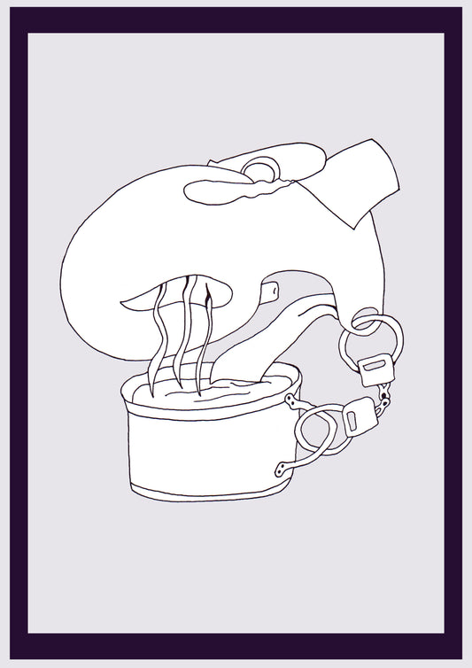 CAFÉ EN PRISON. Imprimer. Édition ouverte. Premiers dessins de l'artiste. Redimensionné numériquement. (Réf.Og. SOR049V01. Premiers dessins. Stylo sur papier)