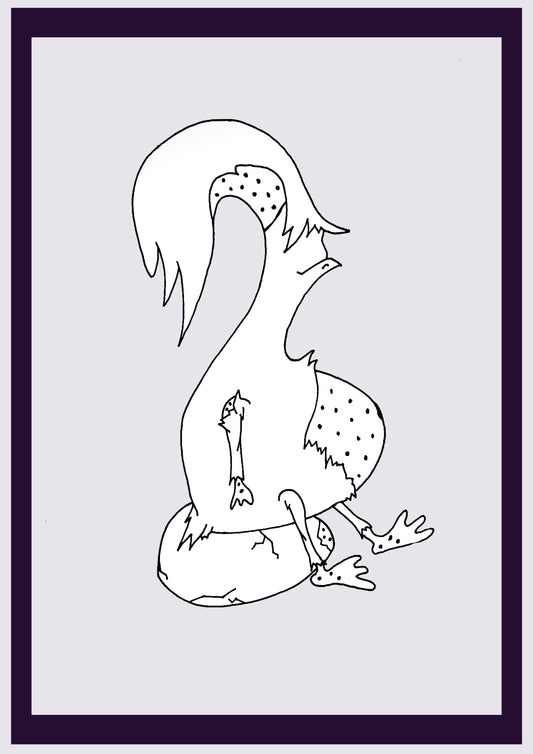 PUNK AU POULET. Imprimer. Édition ouverte. Premiers dessins de l'artiste. Redimensionné numériquement. (Réf.Og. SOR070V01. Premiers dessins. Stylo sur papier)