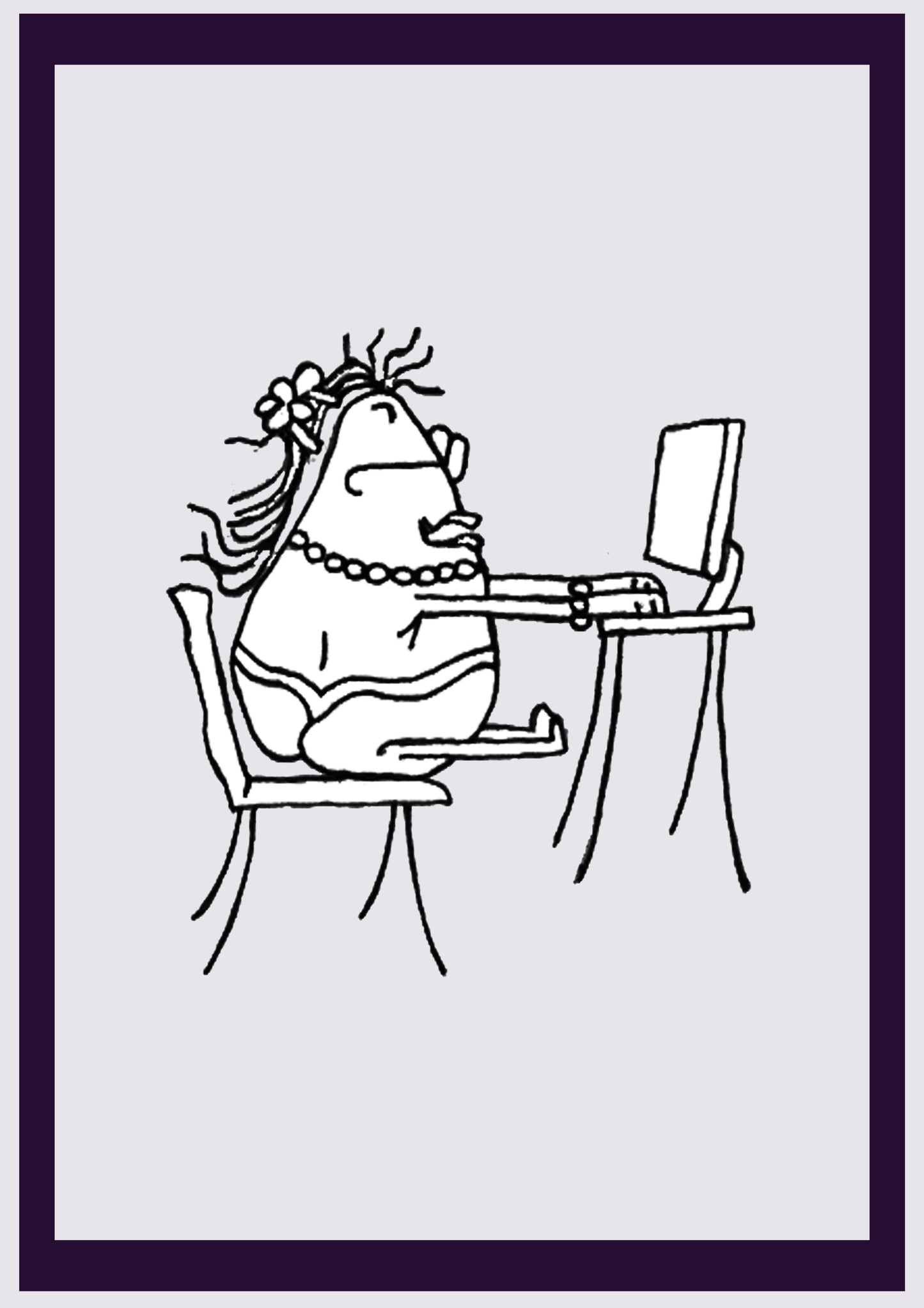 FILLE INFORMATIQUE. Imprimer. Édition ouverte. Premiers dessins de l'artiste. Redimensionné numériquement. (Réf.Og. SOR012V01. Premiers dessins. Stylo sur papier)