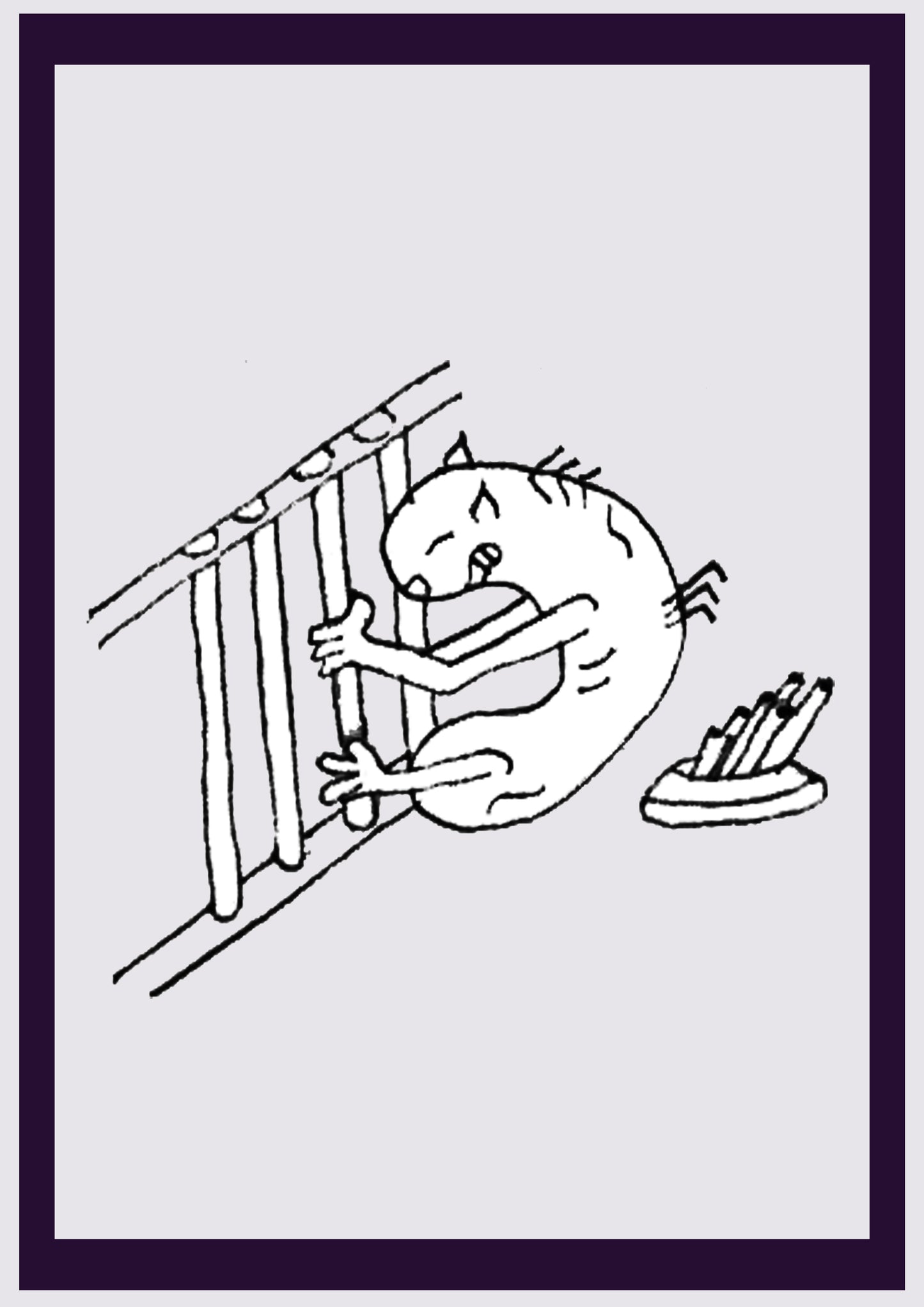 CRÉATURE EN PRISON. Imprimer. Édition ouverte. Premiers dessins de l'artiste. Redimensionné numériquement. (Réf.Og. SOR013V01. Premiers dessins. Stylo sur papier)