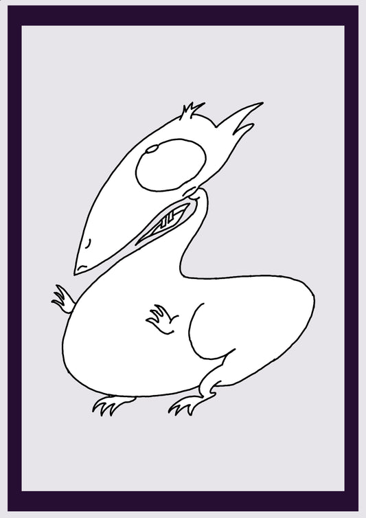 DINO QUI. Imprimer. Édition ouverte. Premiers dessins de l'artiste. Redimensionné numériquement. (Réf.Og. SOR075V01. Premiers dessins. Stylo sur papier)