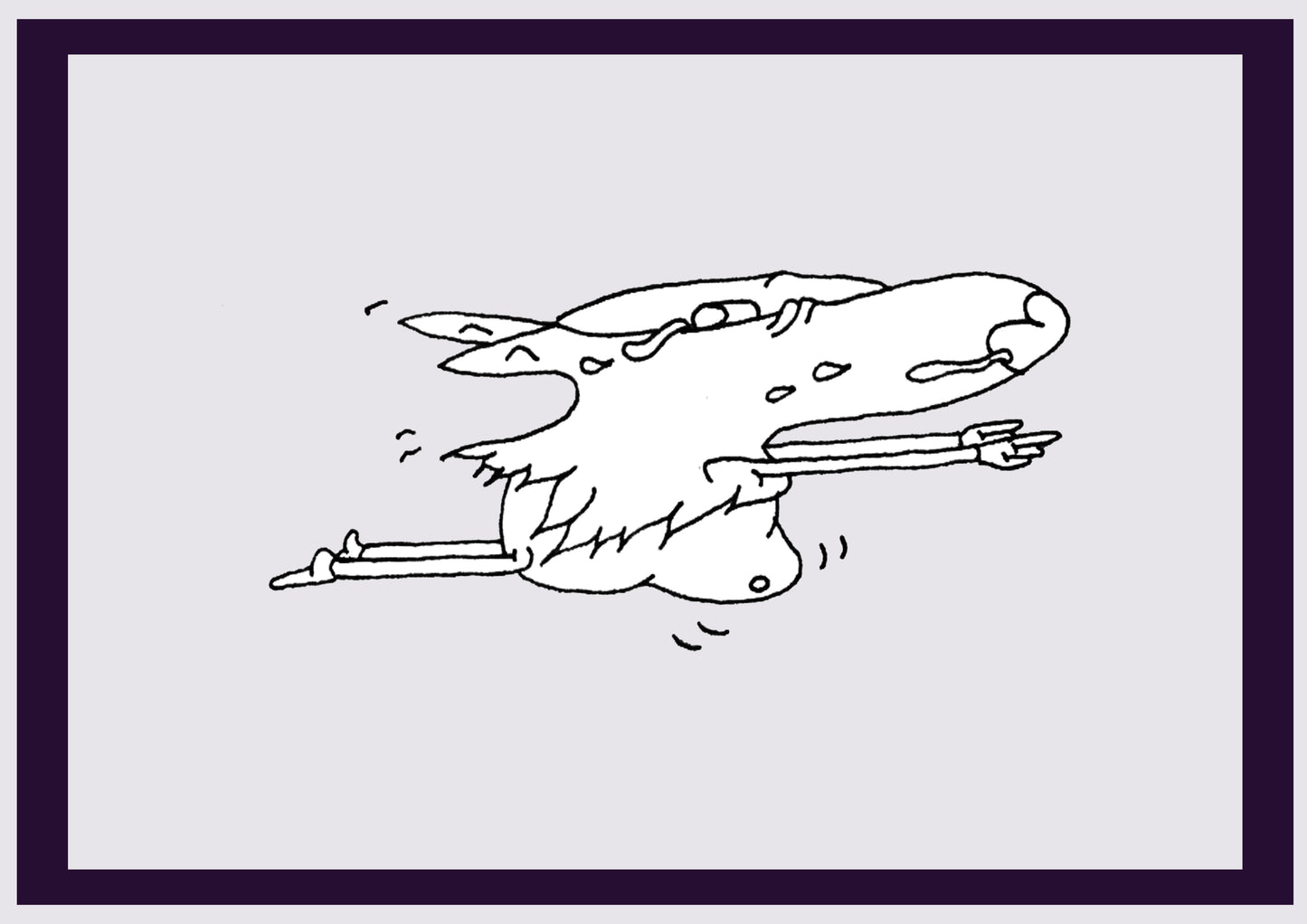 FLIEGENDER HUND. Drucken. Offene Ausgabe. Erste Zeichnungen des Künstlers. Digital verkleinert. (Ref.Og. SOR020V01. Erste Zeichnungen. Stift auf Papier)