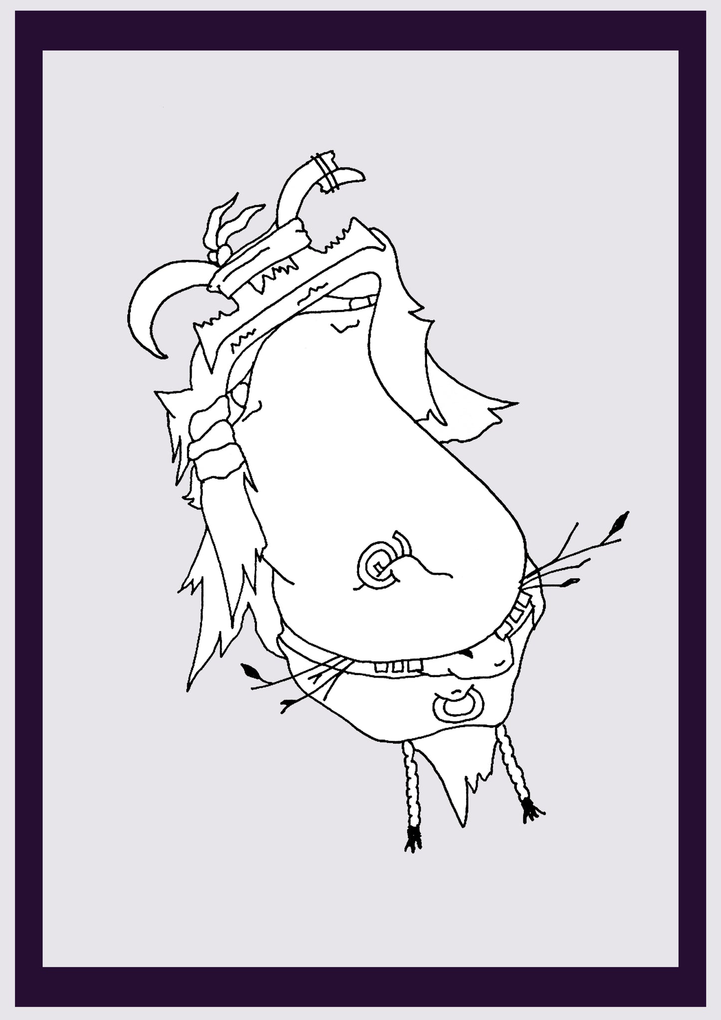 HIPPY-ZIEGE. Drucken. Offene Ausgabe. Erste Zeichnungen des Künstlers. Digital verkleinert. (Ref.Og. SOR091V01. Erste Zeichnungen. Stift auf Papier)