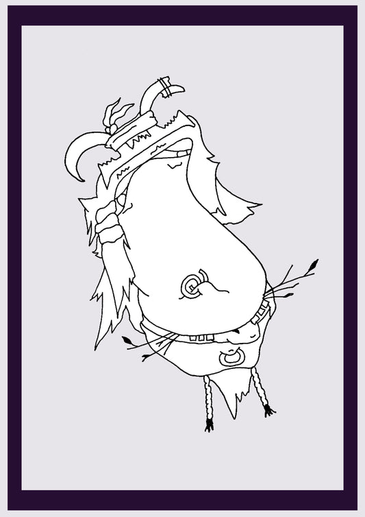 HIPPY-ZIEGE. Drucken. Offene Ausgabe. Erste Zeichnungen des Künstlers. Digital verkleinert. (Ref.Og. SOR091V01. Erste Zeichnungen. Stift auf Papier)