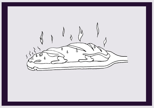 HEISSES BROT. Drucken. Offene Ausgabe. Erste Zeichnungen des Künstlers. Digital verkleinert. (Ref.Og. SOR093V01. Erste Zeichnungen. Feder auf Papier)