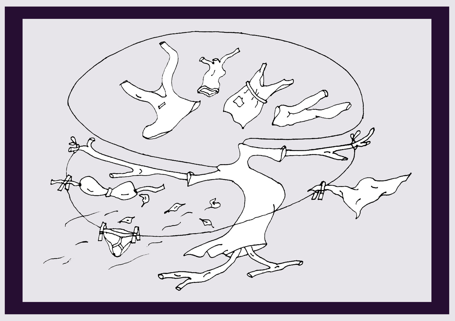 ARBRE A LINGE. Imprimer. Édition ouverte. Premiers dessins de l'artiste. Redimensionné numériquement. (Réf.Og. SOR095V01. Premiers dessins. Stylo sur papier)