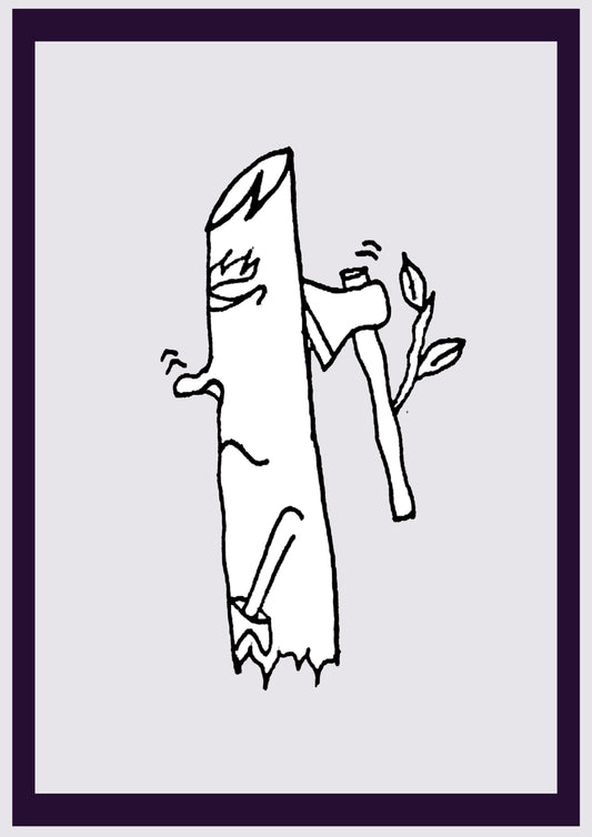 LOG MAN. Imprimer. Édition ouverte. Premiers dessins de l'artiste. Redimensionné numériquement. (Réf.Og. SOR097V01. Premiers dessins. Stylo sur papier)