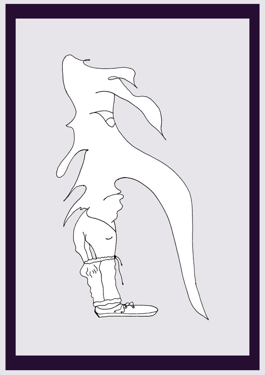 LONG NEZ. Imprimer. Édition ouverte. Premiers dessins de l'artiste. Redimensionné numériquement. (Réf.Og. SOR098V01. Premiers dessins. Stylo sur papier)