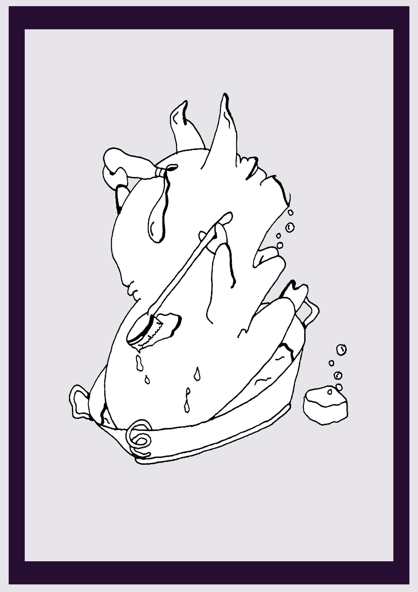 BAIN DE COCHON. Imprimer. Édition ouverte. Premiers dessins de l'artiste. Redimensionné numériquement. (Réf.Og. SOR114V01. Premiers dessins. Stylo sur papier)