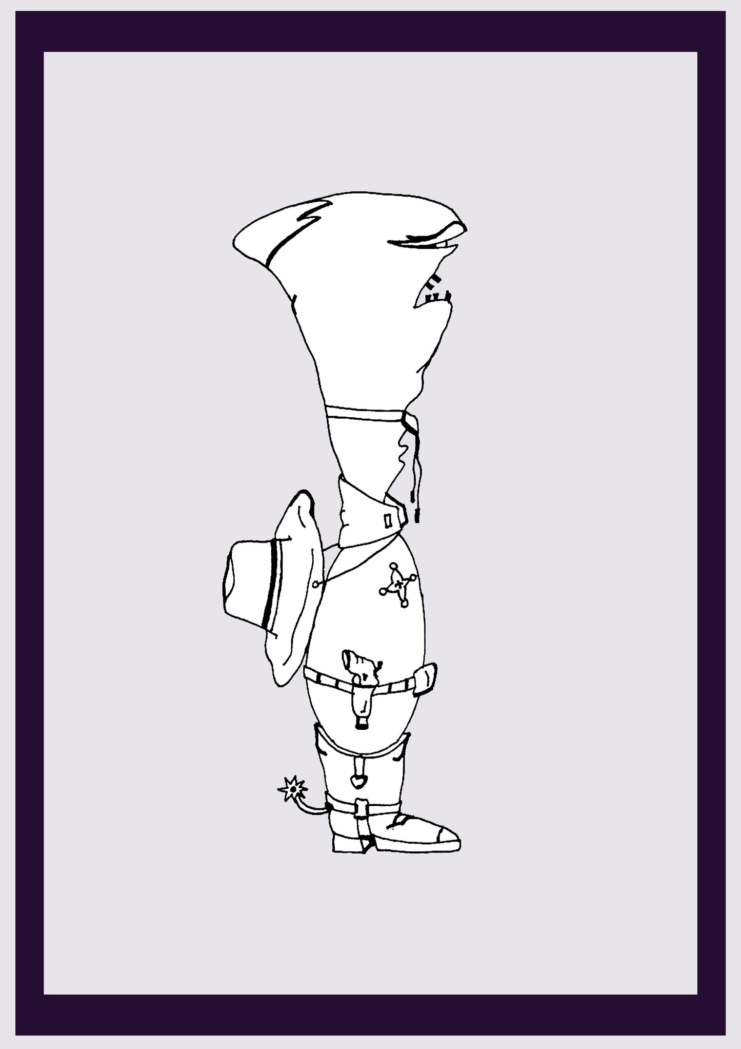 BROCHE SHÉRIF. Imprimer. Édition ouverte. Premiers dessins de l'artiste. Redimensionné numériquement. (Réf.Og. SOR115V01. Premiers dessins. Stylo sur papier)