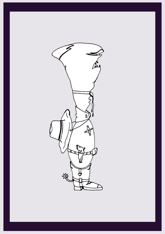 BROCHE SHÉRIF. Imprimer. Édition ouverte. Premiers dessins de l'artiste. Redimensionné numériquement. (Réf.Og. SOR115V01. Premiers dessins. Stylo sur papier)