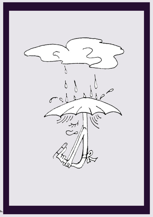 FILLE DE PLUIE. Imprimer. Édition ouverte. Premiers dessins de l'artiste. Redimensionné numériquement. (Réf.Og. SOR117V01. Premiers dessins. Stylo sur papier)
