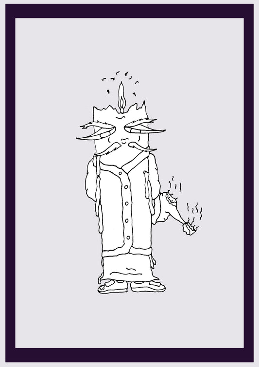 BOUGIE PÈRE NOËL. Imprimer. Édition ouverte. Premiers dessins de l'artiste. Redimensionné numériquement. (Réf.Og. SOR121V01. Premiers dessins. Stylo sur papier)