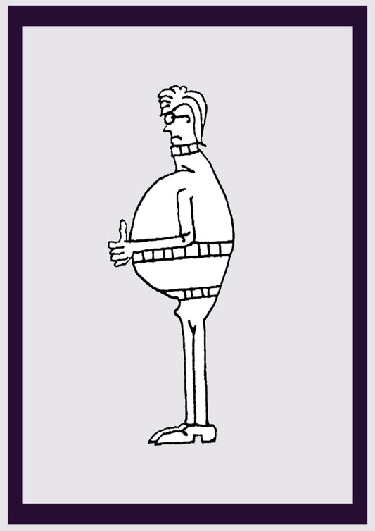 HOMME SÉRIEUX. Imprimer. Édition ouverte. Premiers dessins de l'artiste. Redimensionné numériquement. (Réf.Og. SOR122V01. Premiers dessins. Stylo sur papier)