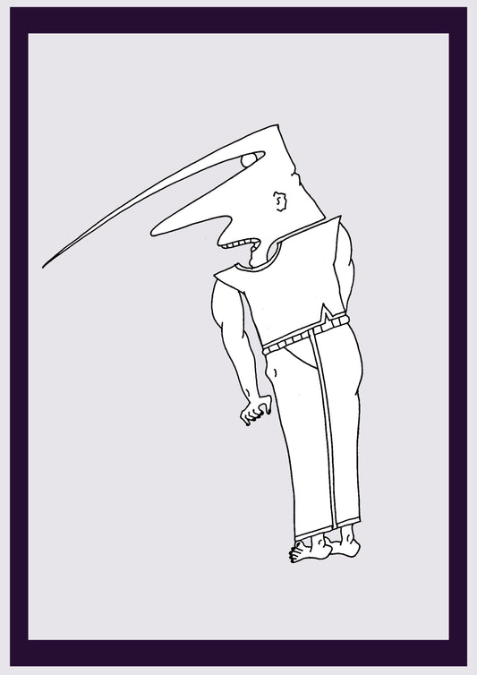 GARÇON POINTU. Imprimer. Édition ouverte. Premiers dessins de l'artiste. Redimensionné numériquement. (Réf.Og. SOR123V01. Premiers dessins. Stylo sur papier)