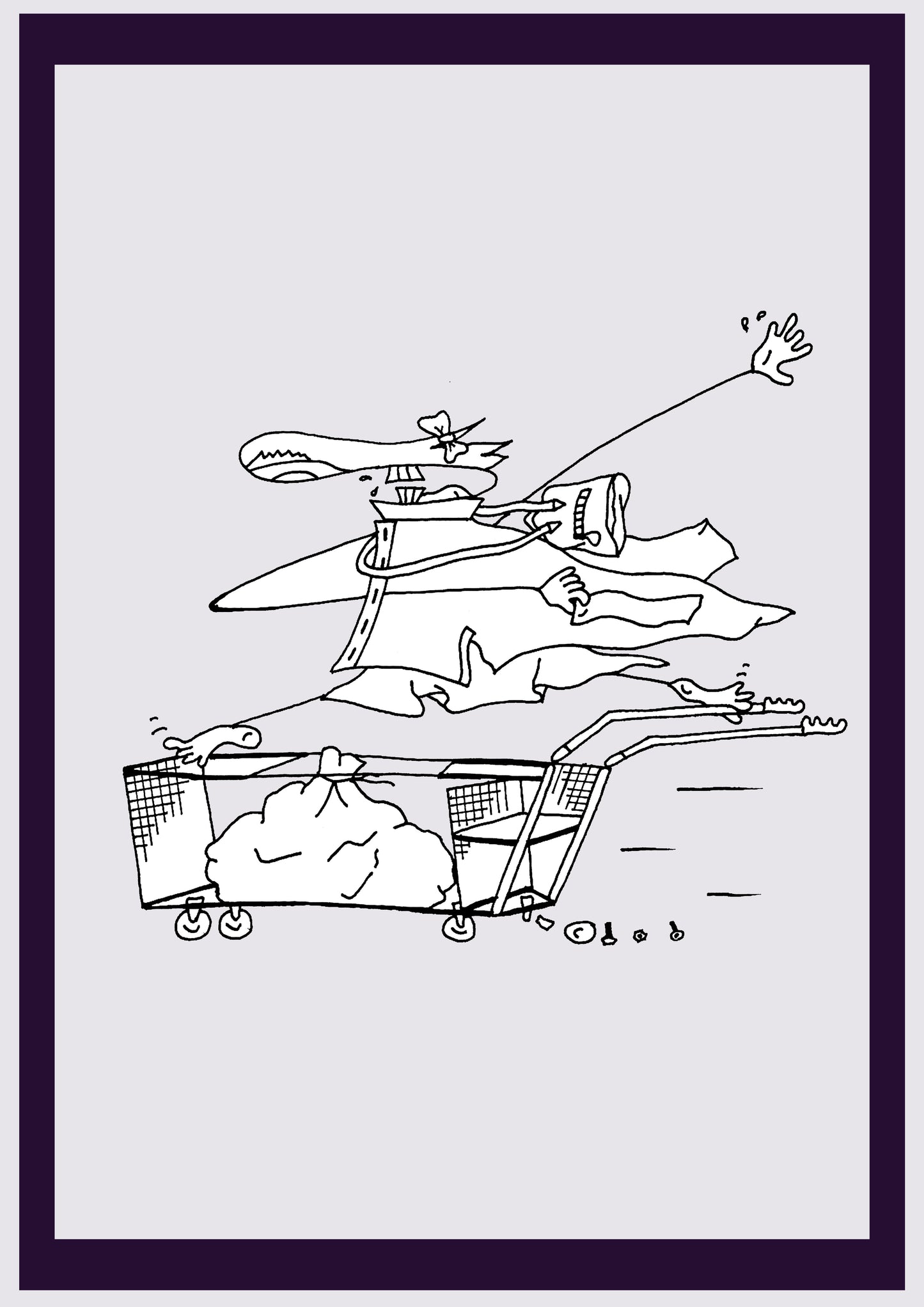 RABAIS SUPERMARCHÉ. Imprimer. Édition ouverte. Premiers dessins de l'artiste. Redimensionné numériquement. (Réf.Og. SOR134V01. Premiers dessins. Stylo sur papier)