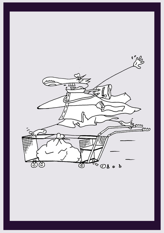 RABAIS SUPERMARCHÉ. Imprimer. Édition ouverte. Premiers dessins de l'artiste. Redimensionné numériquement. (Réf.Og. SOR134V01. Premiers dessins. Stylo sur papier)