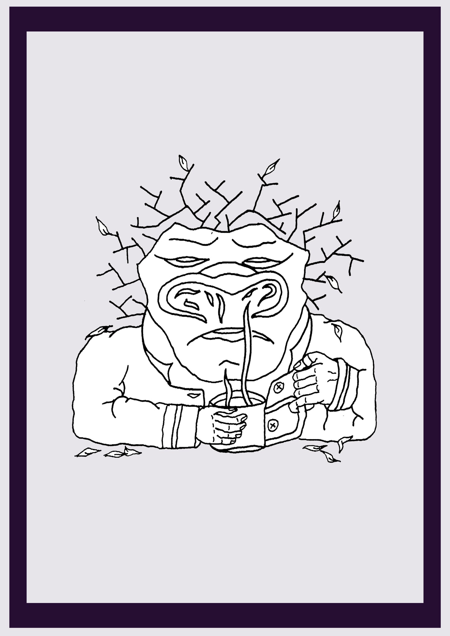 HOMME DE THÉ. Imprimer. Édition ouverte. Premiers dessins de l'artiste. Redimensionné numériquement. (Réf.Og. SOR135V01. Premiers dessins. Stylo sur papier)