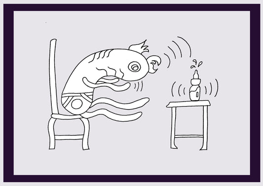 TÉLÉ ALIEN. Imprimer. Édition ouverte. Premiers dessins de l'artiste. Redimensionné numériquement. (Réf.Og. SOR136V01. Premiers dessins. Stylo sur papier)