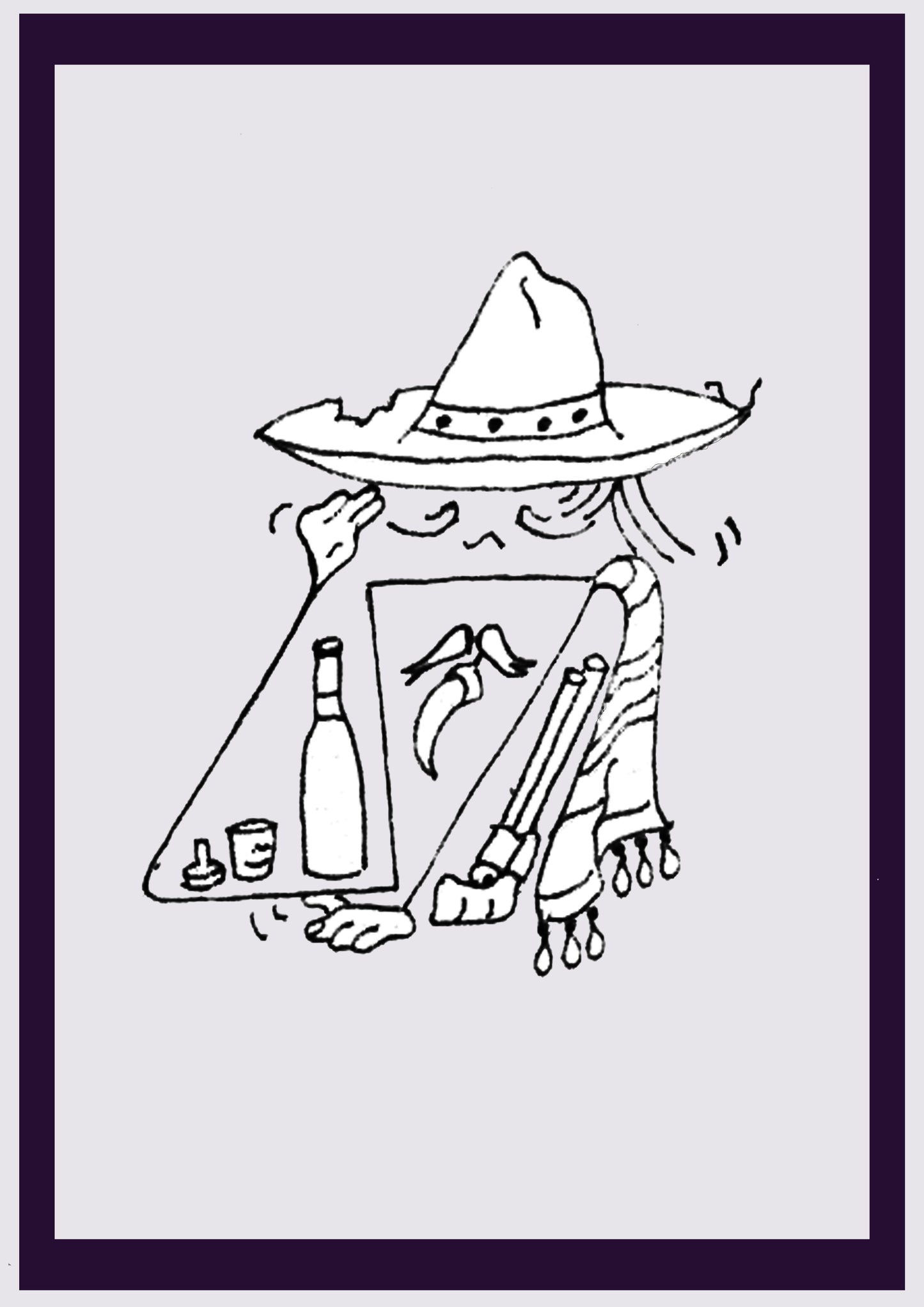 TEQUILA GUY.. Imprimer. Édition ouverte. Premiers dessins de l'artiste. Redimensionné numériquement. (Réf.Og. SOR044V01. Premiers dessins. Stylo sur papier)