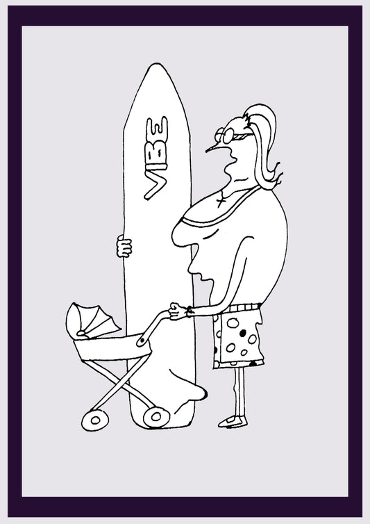 VIBRATION SURF. Imprimer. Édition ouverte. Premiers dessins de l'artiste. Redimensionné numériquement. (Réf.Og. SOR140V01. Premiers dessins. Stylo sur papier)