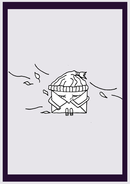 WINTERBRIEF. Drucken. Offene Ausgabe. Erste Zeichnungen des Künstlers. Digital verkleinert. (Ref.Og. SOR047V01. Erste Zeichnungen. Stift auf Papier)