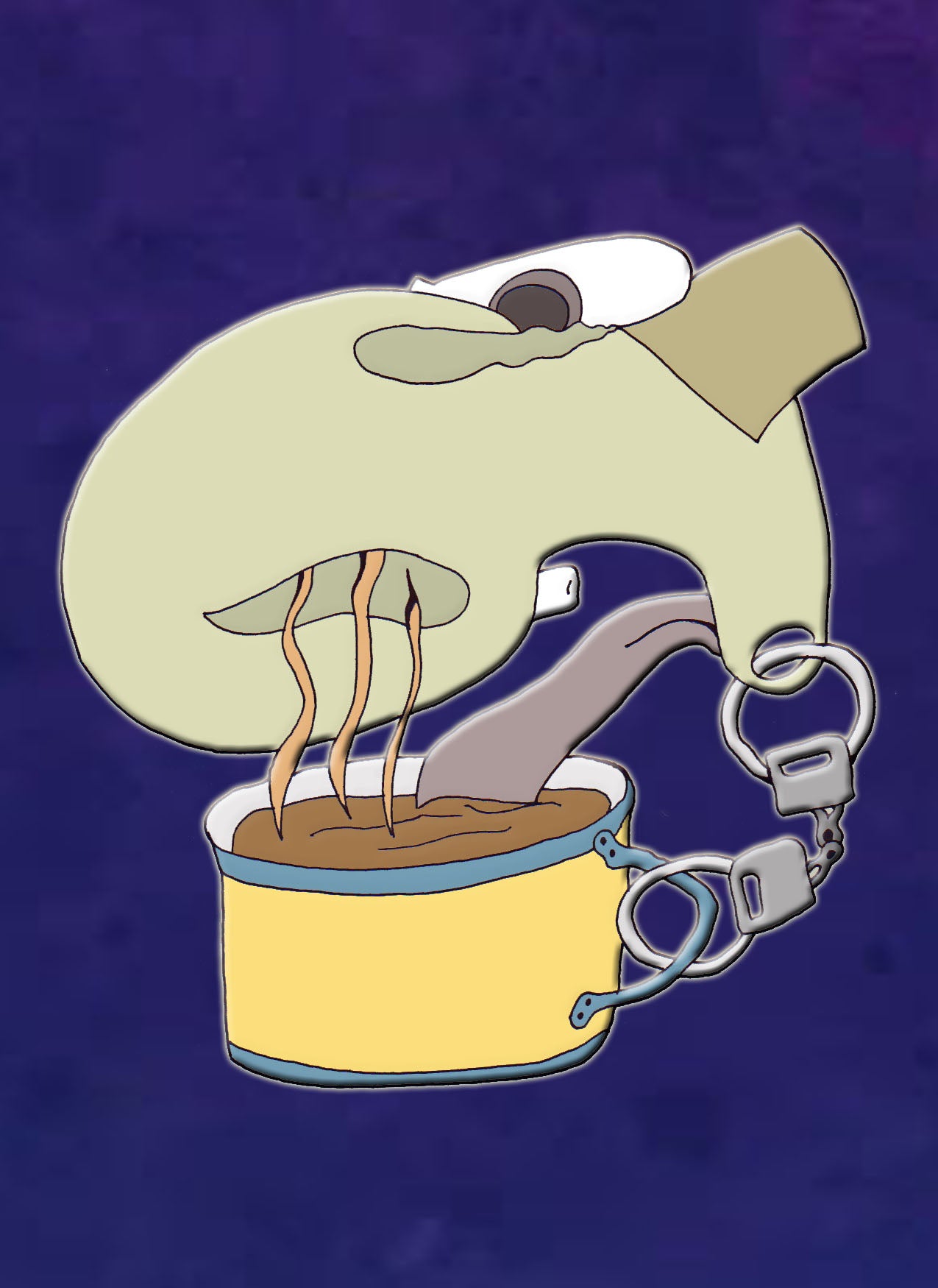 KAFFEE EINGESPERRT. Drucken. Offene Ausgabe. Digital remastert. (Ref.Og. SOR049V01. Erste Zeichnungen. Stift auf Papier)