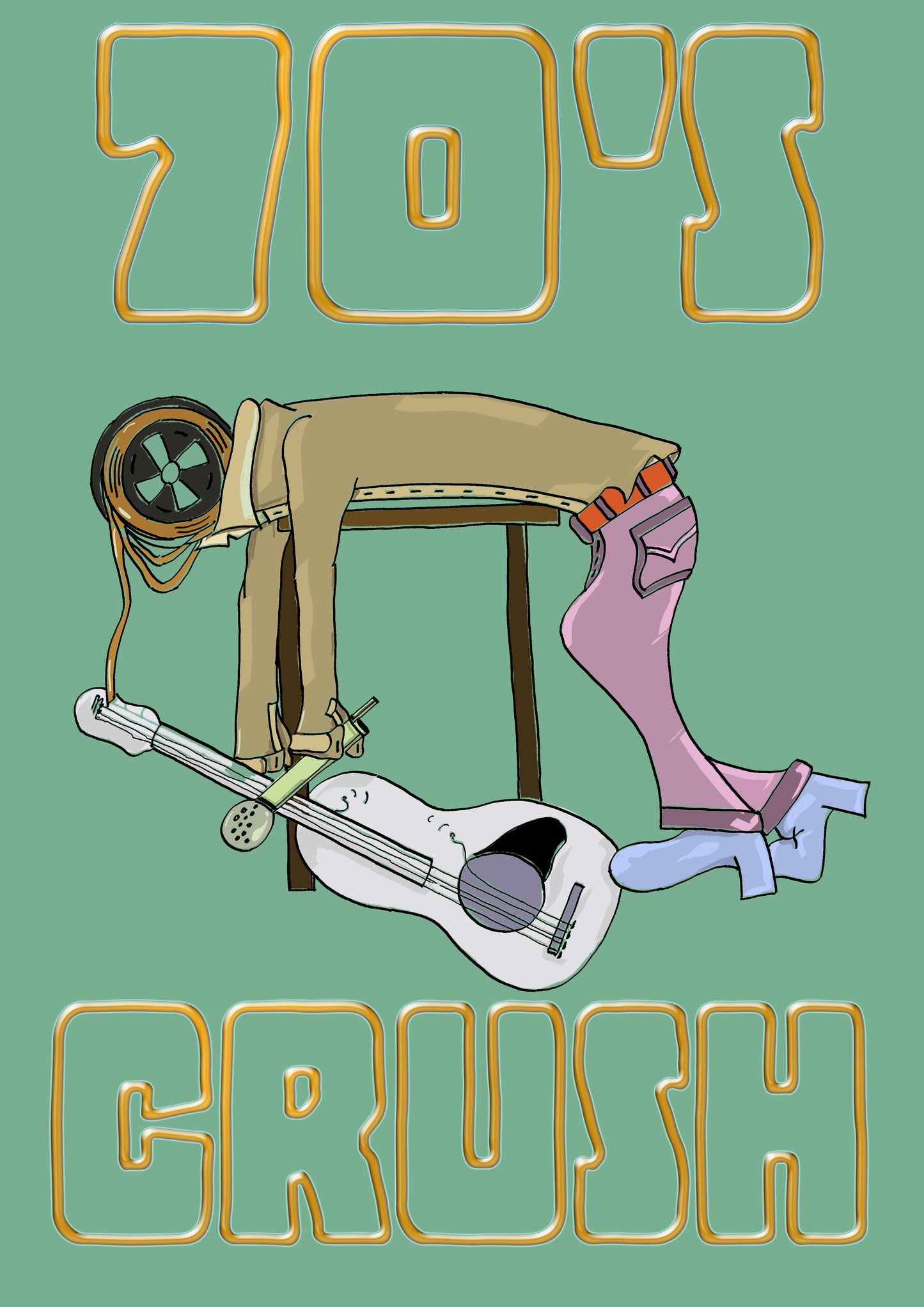 70er-CRUSH. Drucken. Offene Ausgabe. Poster. (Ref.Og. SOR001V01. Erste Zeichnungen. Stift auf Papier)