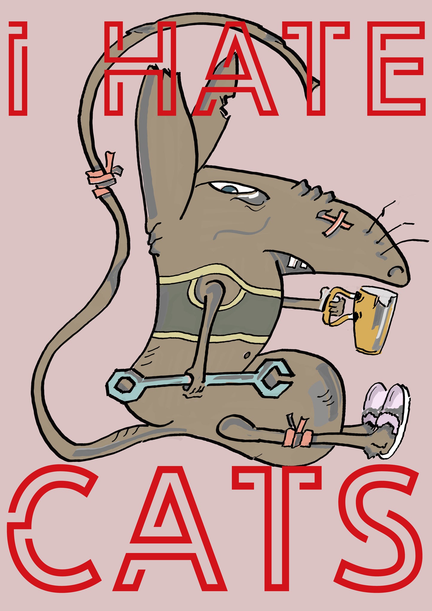 ICH HASSE KATZEN. Drucken. Offene Ausgabe. Poster. (Ref.Og. SOR027V01. Erste Zeichnungen. Stift auf Papier)