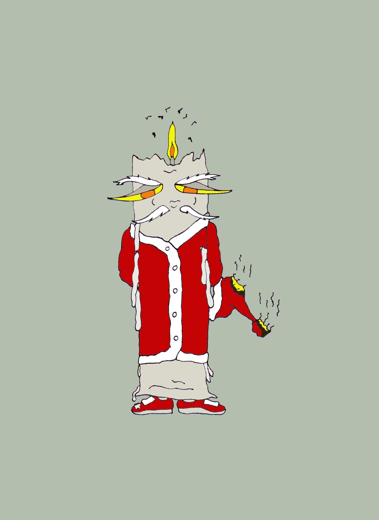 SANTA CANDLE. Open edition. Illustration. (Ref.Og. SOR121V01. First Drawings. Pen-on-paper)