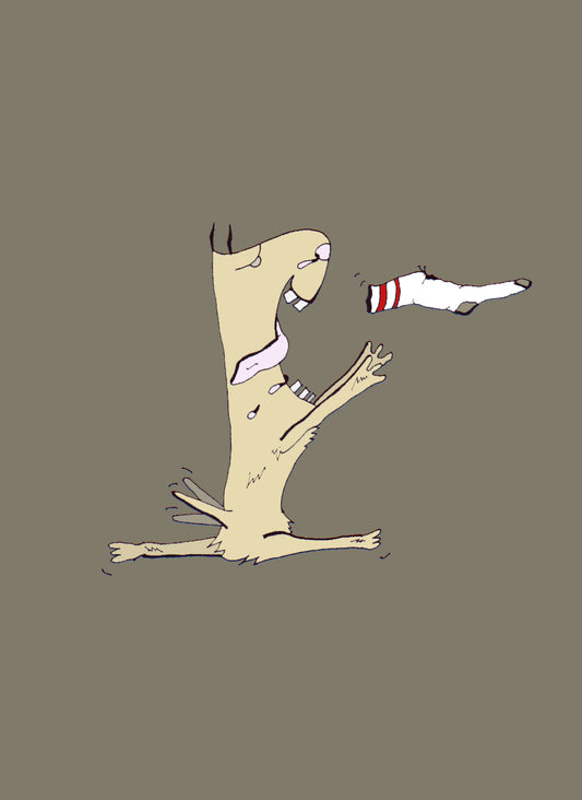 SOCK DOG. Open edition. Illustration. (Ref.Og. SOR130V01. First Drawings. Pen-on-paper)