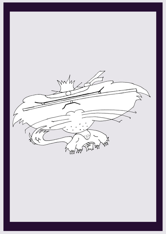 KARATE CAT. Print. Open edition. Artist's first drawings. Digitally resized. (Ref.Og. SOR152V01. First Drawings. Pen-on-paper)