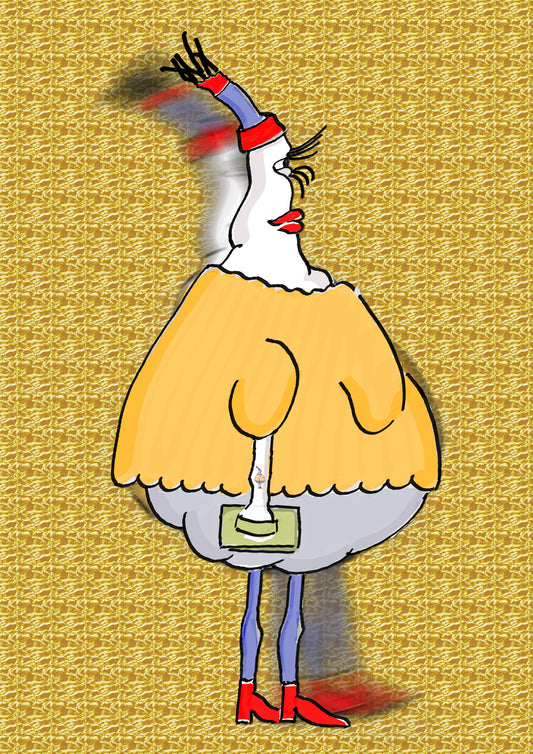 HÜHNENDAME. Drucken. Offene Ausgabe. Digital remastert. (Ref.Og. SOR010V01. Erste Zeichnungen. Feder auf Papier)