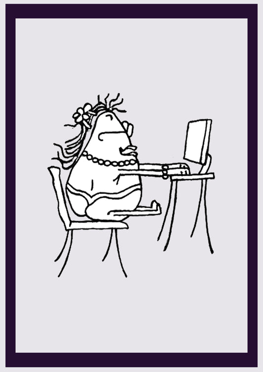 COMPUTER-MÄDCHEN. Drucken. Offene Ausgabe. Erste Zeichnungen des Künstlers. Digital verkleinert. (Ref.Og. SOR012V01. Erste Zeichnungen. Stift auf Papier)